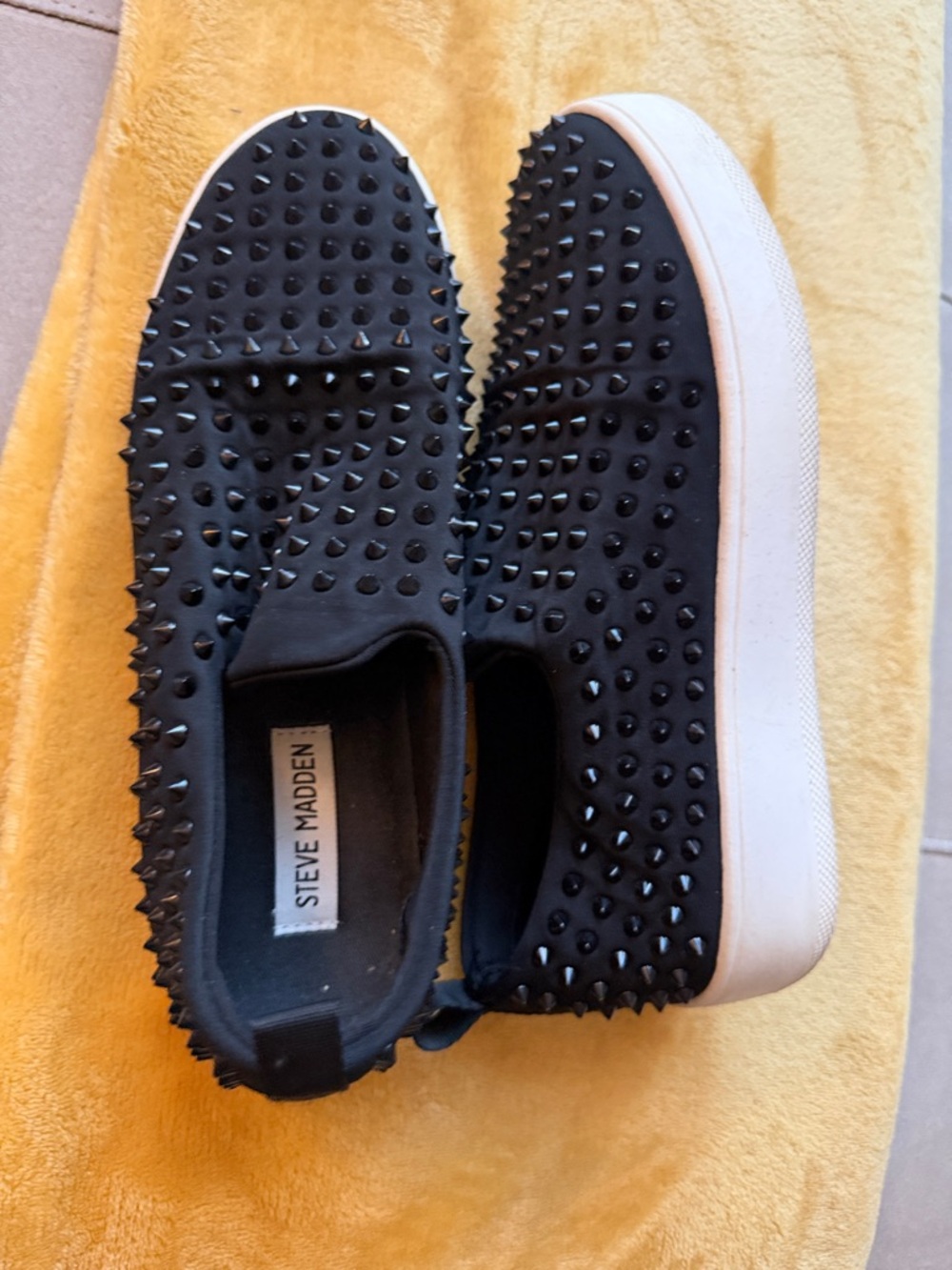 Steve Madden Black Studded Platform Slip-Ons